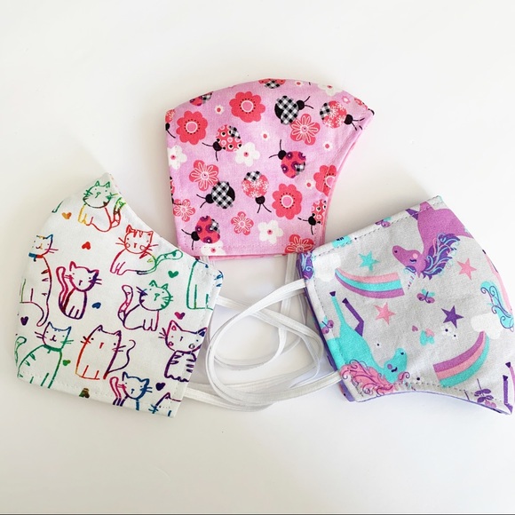 3 PCS Girls Face Mask Handmade Unicorn - Picture 3 of 5